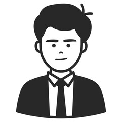 Business man in suit. Portraits of people black outline stroke. Vector pictures of avatar icon.