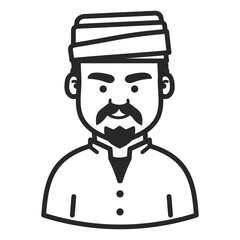 Obraz premium A Muslim man. Portraits of people black outline stroke. Vector pictures of avatar icon.