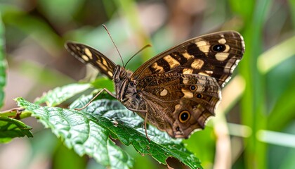 Close-up of a butterfly on a leaf