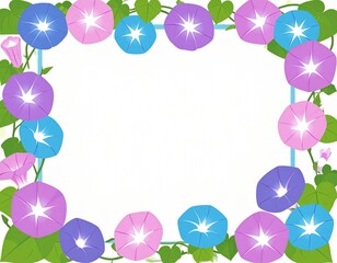 朝顔のイラストフレーム