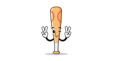 A fun cartoon baseball bat with two peace signs illustration for sports enthusiasts