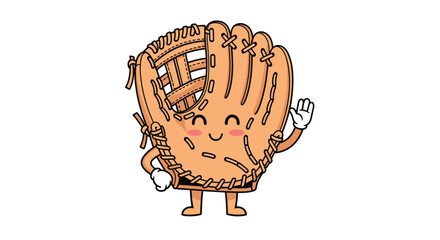 Cute cartoon baseball glove waving hello cartoon character sports equipment