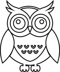 Black owl line icon, creative vector of bird silhouette. Simple cartoon nocturnal animal design, decorative graphic symbol artwork. Wildlife illustration sign isolated on transparent background.