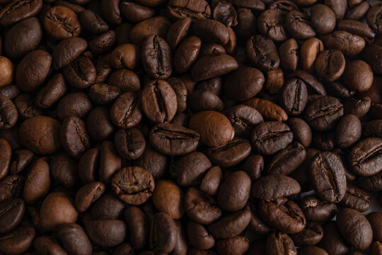 Coffee beans closeup showcasing rich texture
