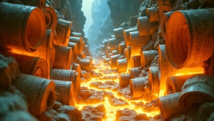 A magical space filled with glowing scrolls