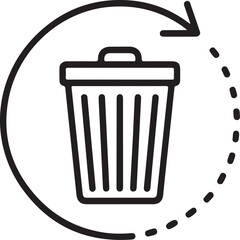 Recycling bin icon with circular arrow indicating reuse and sustainability