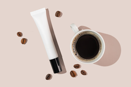 Cosmetic with caffeine and coffee for refreshed skin