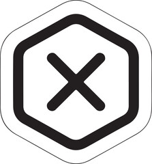 Fototapeta premium Black geometric hexagon with a white cross symbol inside on a white background