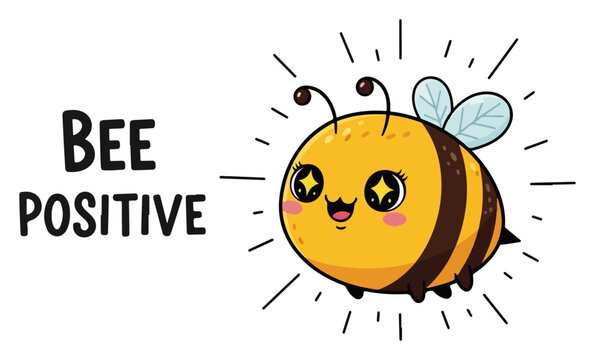 Cute bee positive motivational cartoon vector with pun for inspirational t shirt print