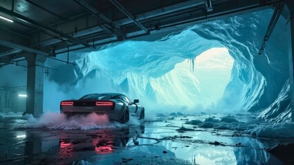 The vehicle landscape inside the technological cave