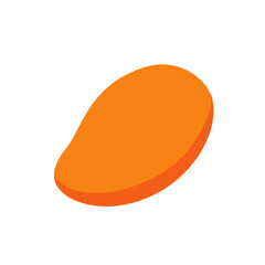 Bright flat style illustration of a whole ripe mango fruit. Simple tropical design element for healthy food, summer, and exotic fruit concepts. Vector illustration. 