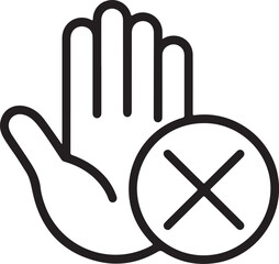 Stop hand icon with red cross symbol indicating prohibition or warning