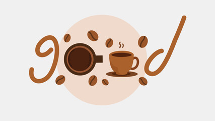 Good typography with coffee cup and beans creative design