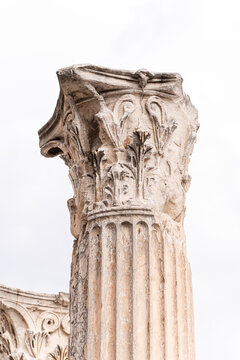 Corinthian column detail from ancient Athens ruins