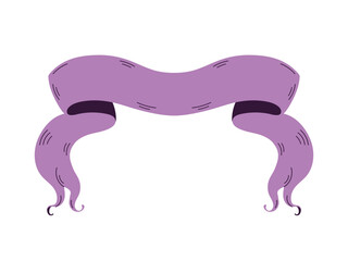 Vintage ribbon banner with distressed and ragged torn edges in Halloween theme. Great for party poster, eerie seasonal invitation, dark frame, gothic decor and autumn design. Flat vector illustration.