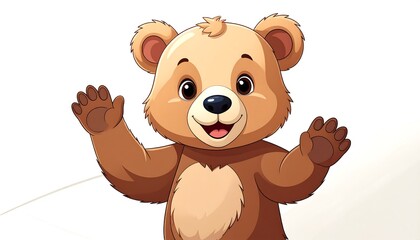 Naklejka premium Cute cartoon bear with welcoming pose