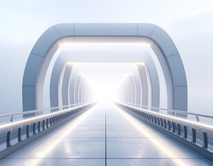 Obraz premium Futuristic Circular Plaza: Minimalist Design with Glowing Edges and Soft Lighting