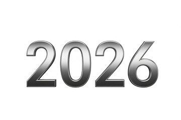 2026 numbers in metallic 3D style, silver-gray, for New Year branding -