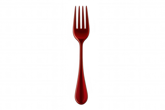 Red fork isolated on transparent background, perfect for projects related to dining, cutlery, and restaurants