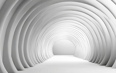 Naklejka premium Abstract white curved tunnel with smooth and modern design