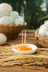 Fresh Free Range Eggs with Golden Yolk in Rustic Farm Kitchen Setting