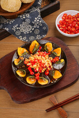 Chinese Preserved Century Eggs with Red Peppers and Golden Yolks Traditional Asian Cuisine