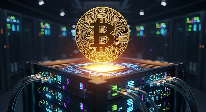 Bitcoin Mining - Digital Currency on Advanced Technology Platform.