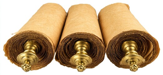 Three antique scrolls with brass handles