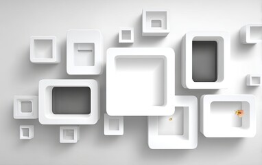 Abstract white squares and grey interior