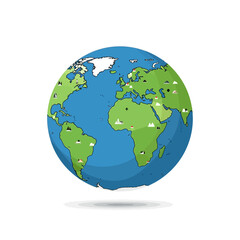 Cartoon Earth Globe with Landmarks and Continents Illustration