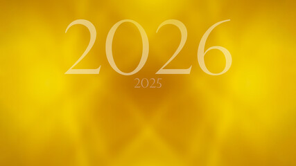 Number of the year 2026 is coming up and 2025 is fade out on shiny gold background. Image for business plan or happy new year theme concept.