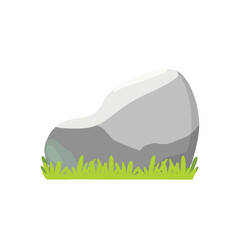 Large Rounded Stone on Grass Illustration