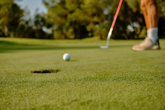 Precision shot on the golf green