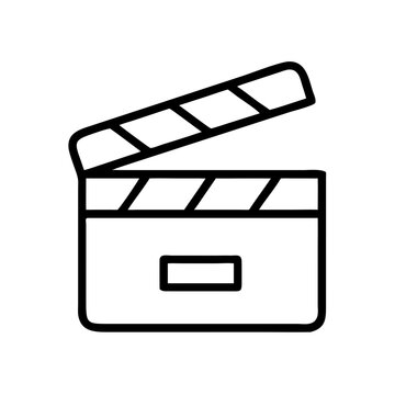 Clapperboard icon representing film production and cinema concept  