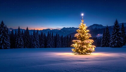Illuminated Christmas tree at night