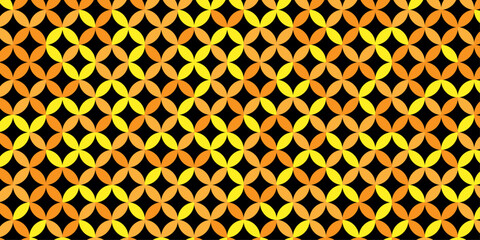 Vector seamless pattern with abstract lines and flower design. Abstract geometric fabric circle floral pattern. Hawaiian tropical seamless pattern.