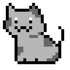 ドット絵のモノクロの猫,ぶち猫
