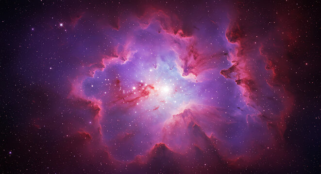 Purple and red nebula in outer space