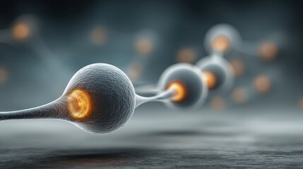 Scientific cells or molecules with glowing cores