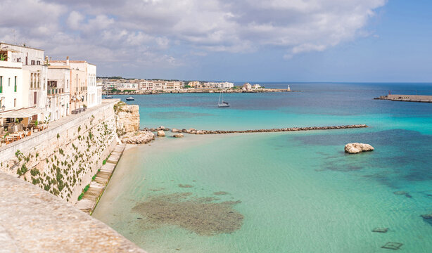 Scenic seaside view of Otranto clear turquoise waters