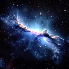 Obraz premium Stunning Majestic Blue Nebula Shimmers Brightly Against the Dark Canvas of Vast Outer Space