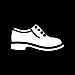 White shoe vector silhouette on black, ideal for stylish branding, boutique logos, and footwear promotions.