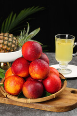 Fresh Dalian Nectarines and Tropical Fruits - Red Yellow Stone Fruit Display from Shanxi China