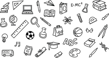 Back to school doodle art vector art isolated in white background