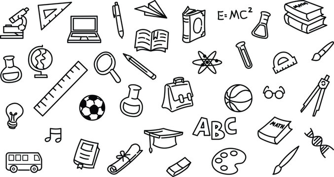 Back to school doodle art vector art isolated in white background