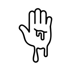 Obraz premium Bloody Hand Outline One Line Art Icon