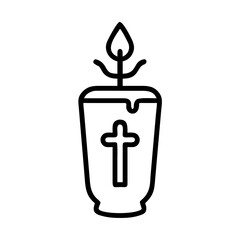 Candle With Cross Design Icon One Line Art