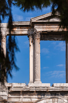 Hadrian's Arch framed by natural foliage