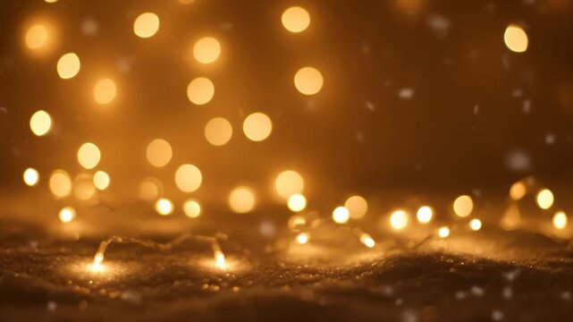 Muted Winter Blues to Candle-Gold Bokeh Holiday Background