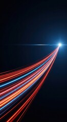 Abstract rendering of light trails converging to a bright point on a dark background.